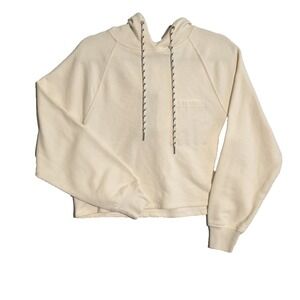 Future Collective cream long crop sleeve hoodie sweatshirt Size‎ Medium NWT